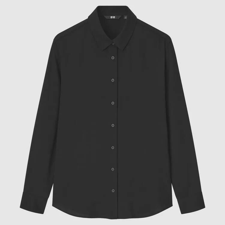 Uniqlo Viscose Long Sleeved Women’s Blouses Black Uniqlo Viscose Long Sleeved Women’s Blouses Black