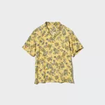 Uniqlo Viscose Printed Open Collar Short Sleeved Kids Shirts Yellow
