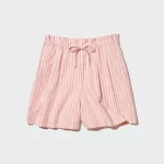Uniqlo Women’s Cotton Linen Striped Shorts Light Orange