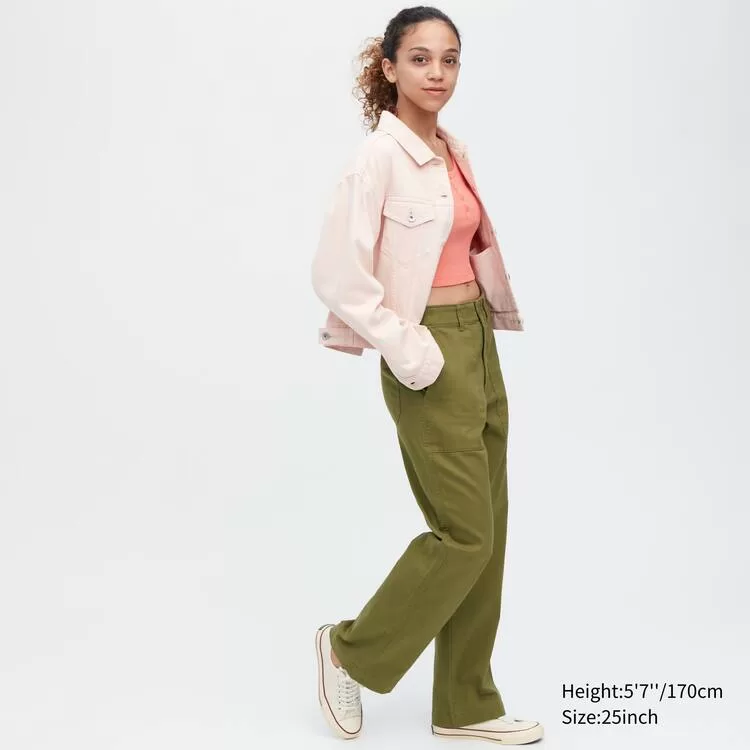 Uniqlo Women’s Wide Leg Baker Pants Olive Green Uniqlo Women’s Wide Leg Baker Pants Olive Green