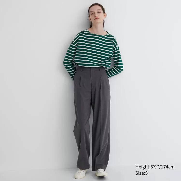 Uniqlo Women’s Wide Pleated Pants Grey Uniqlo Women’s Wide Pleated Pants Grey